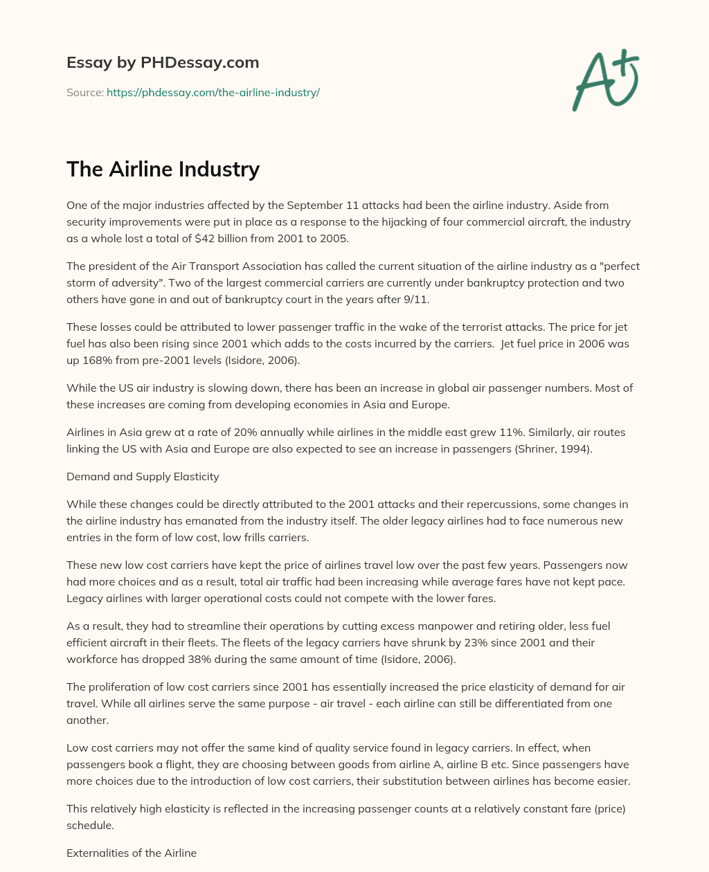 The Airline Industry essay