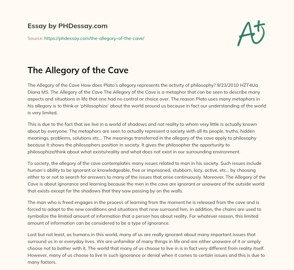 The Allegory of the Cave essay