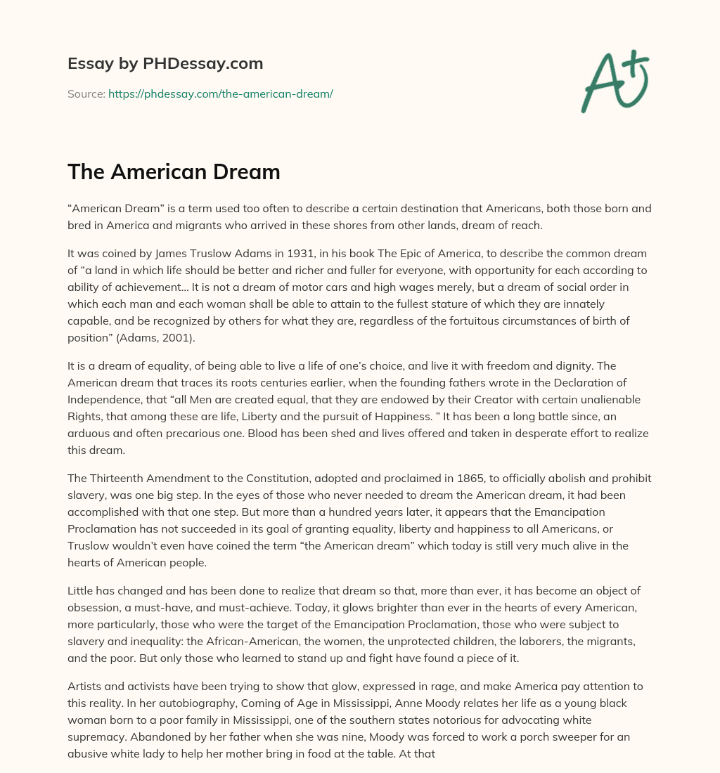 The American Dream essay