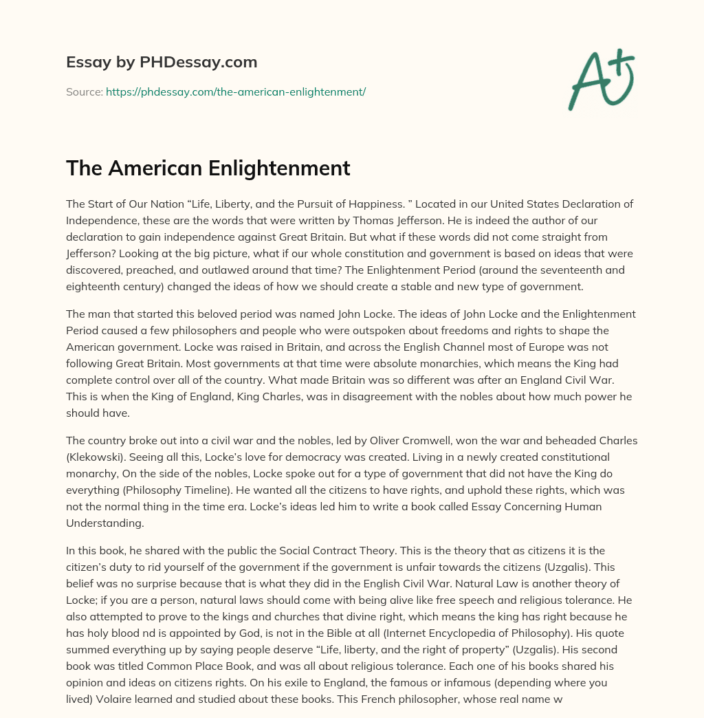 The American Enlightenment essay