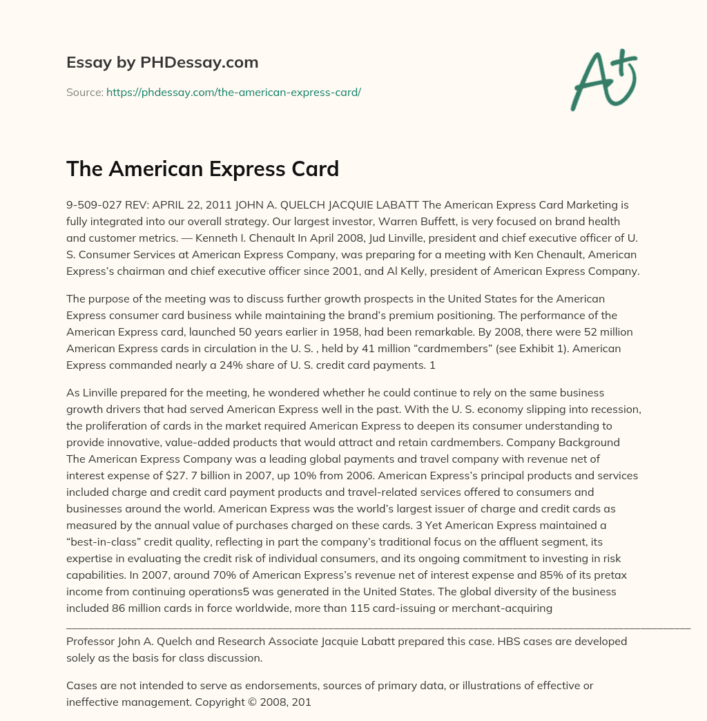 The American Express Card essay