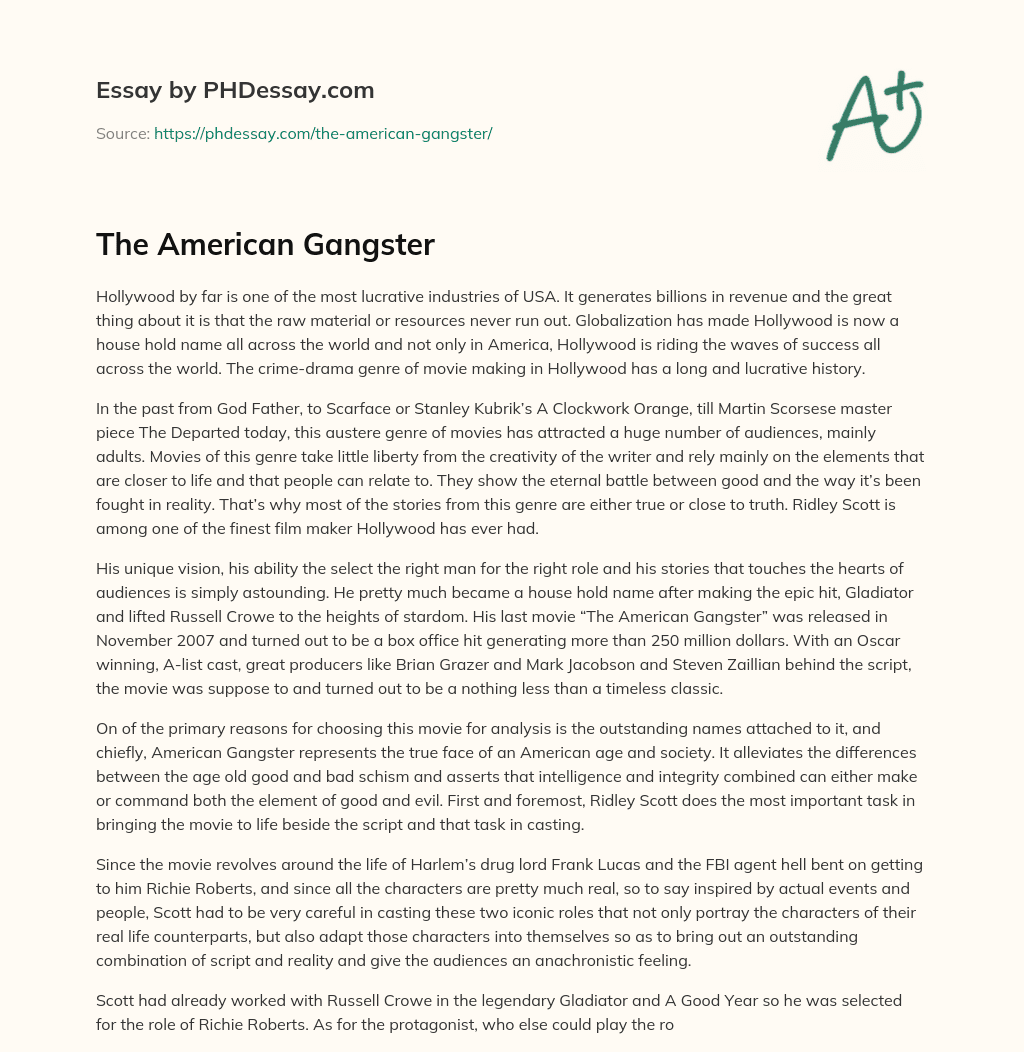 The American Gangster essay