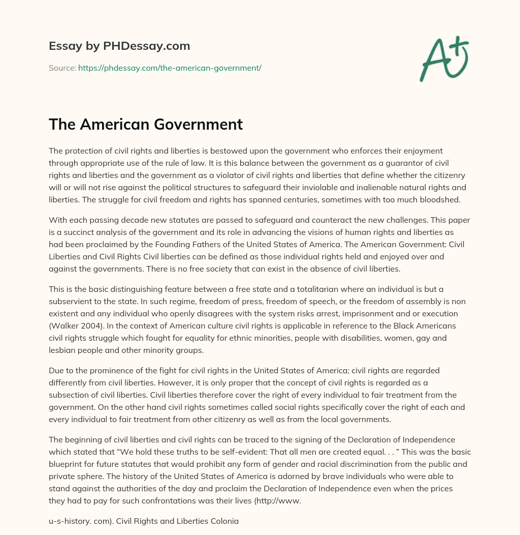 The American Government essay