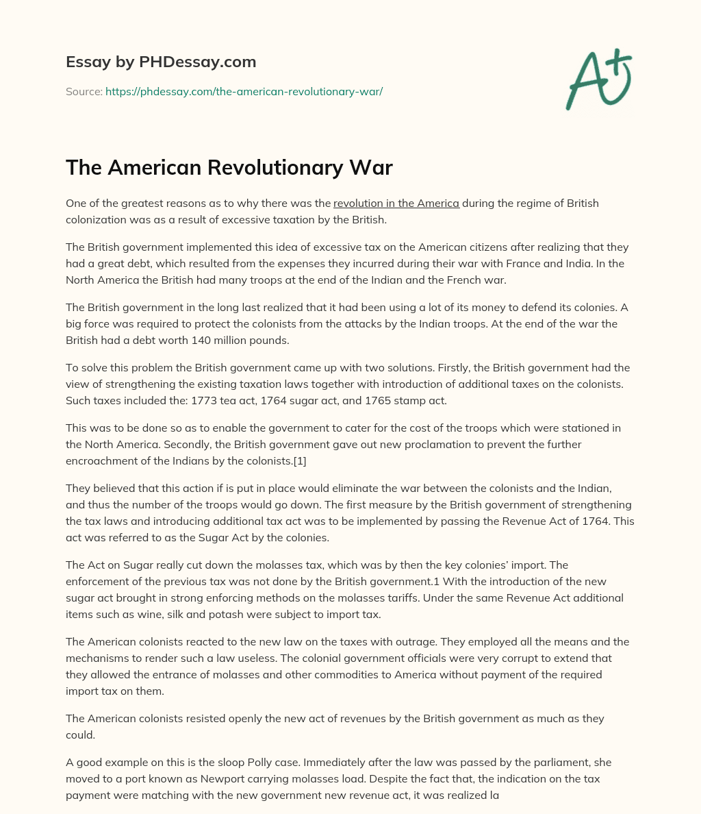 The American Revolutionary War essay
