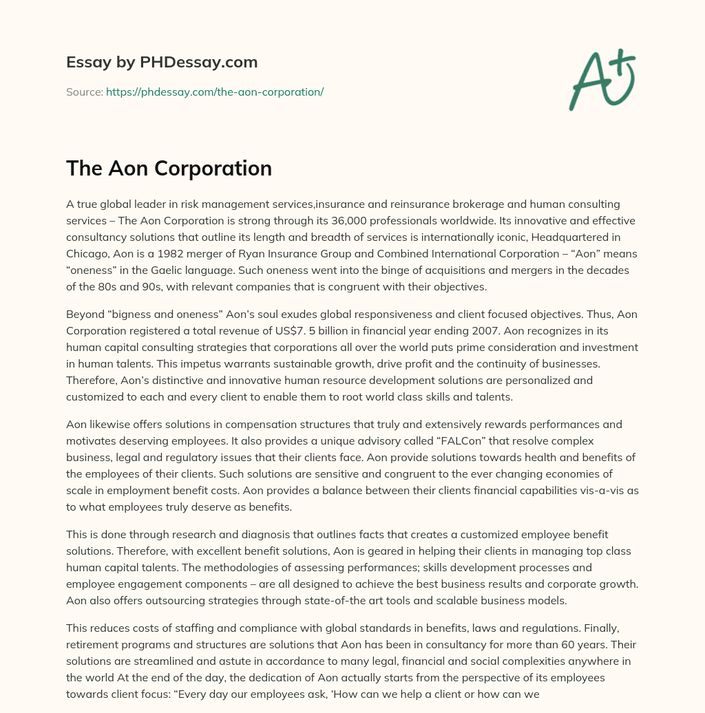 The Aon Corporation essay