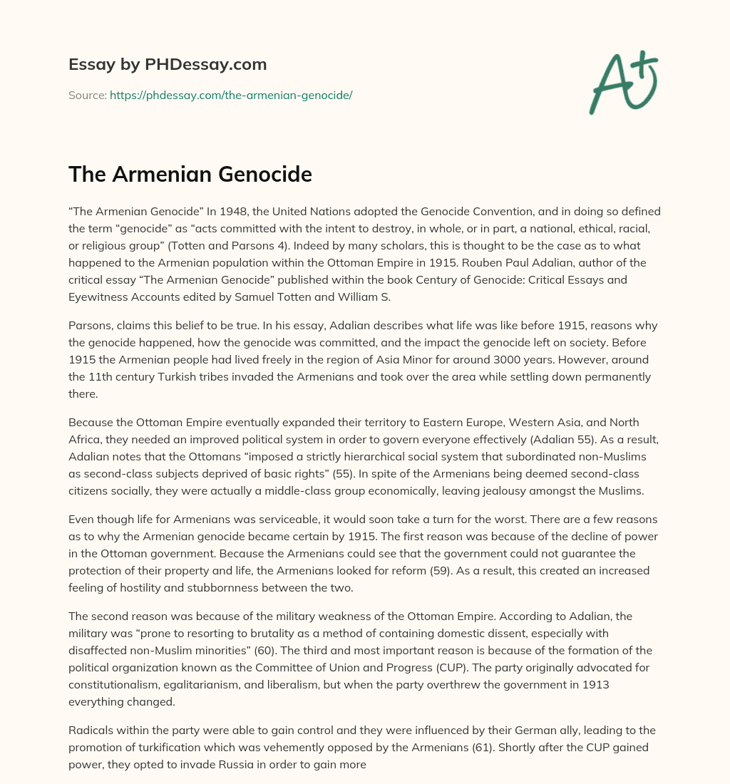armenian genocide extended essay