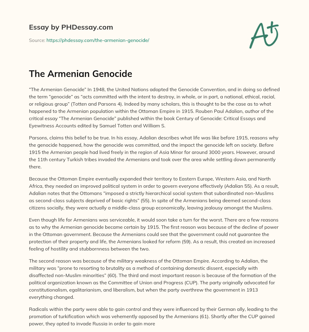The Armenian Genocide essay
