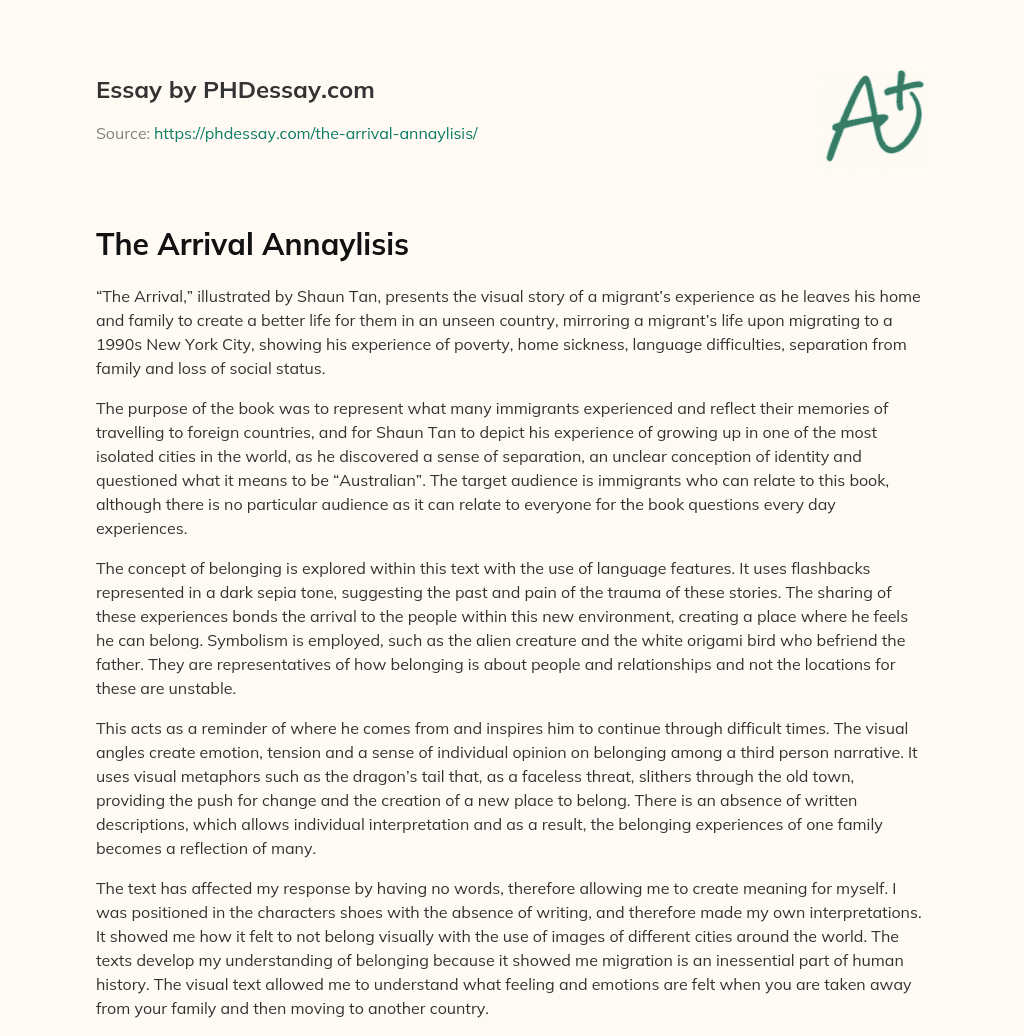 The Arrival Annaylisis essay