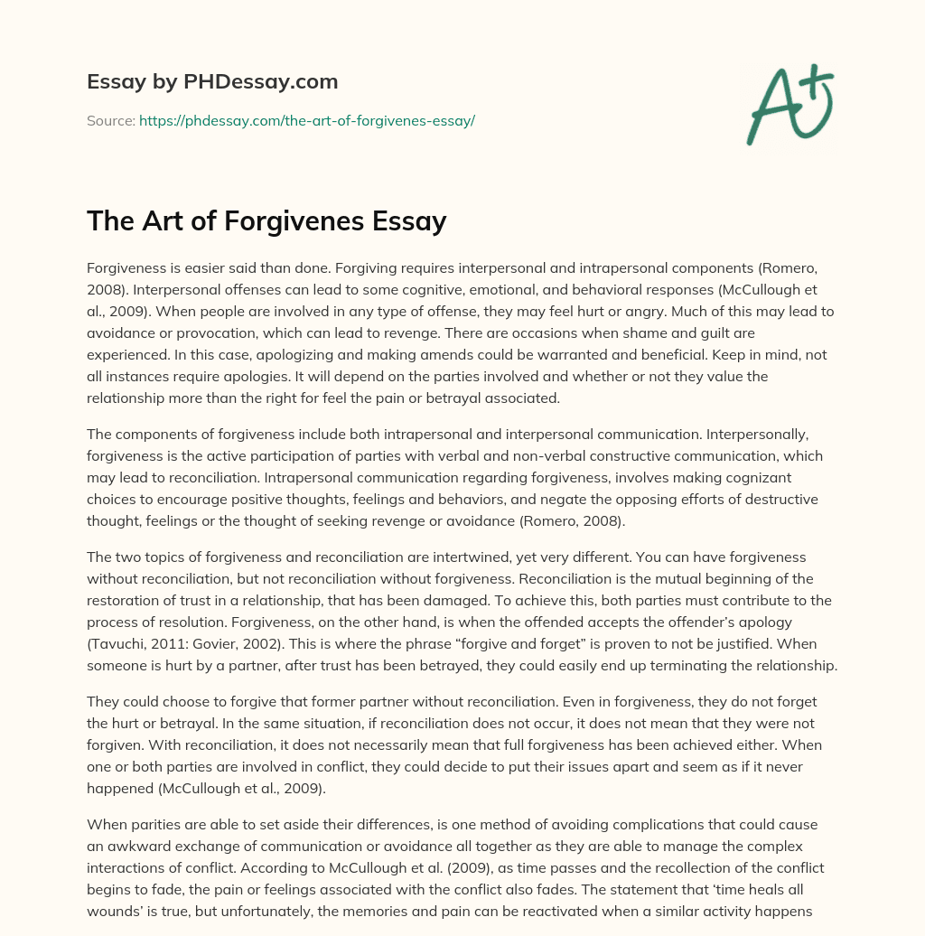 The Art of Forgivenes Essay essay