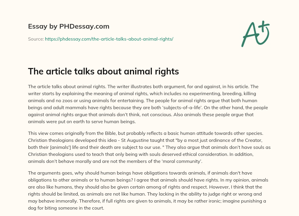 introduction for animal rights essay