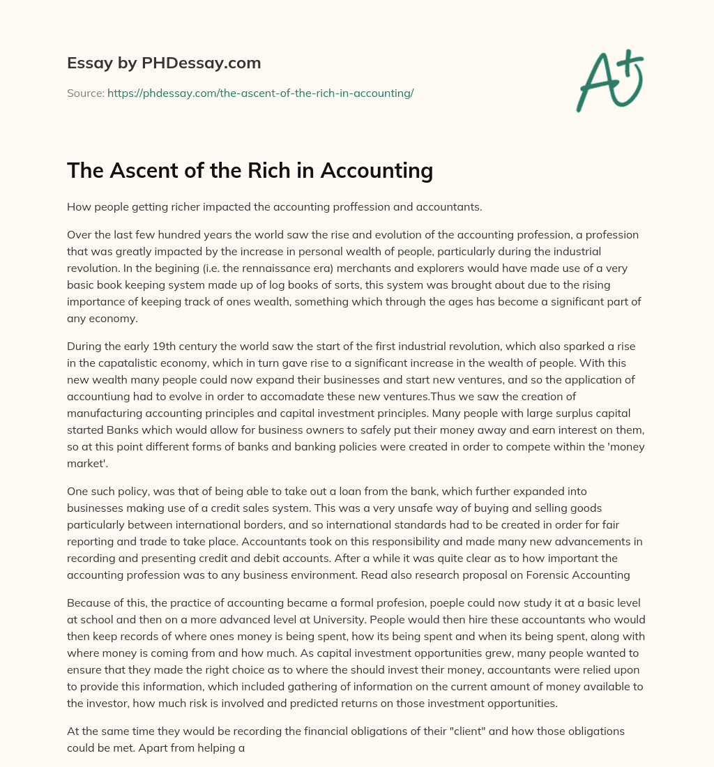 The Ascent of the Rich in Accounting essay