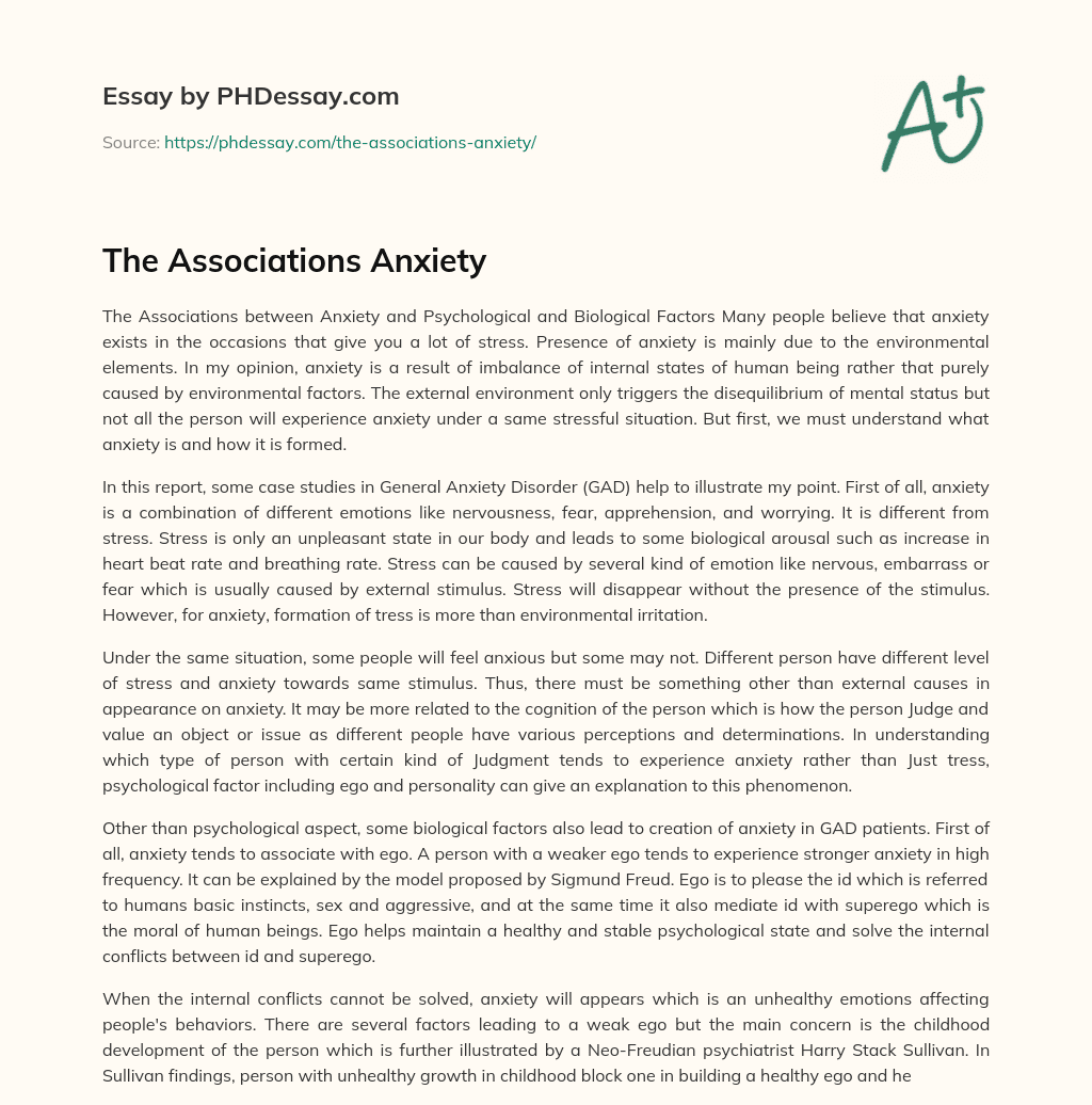 The Associations Anxiety essay