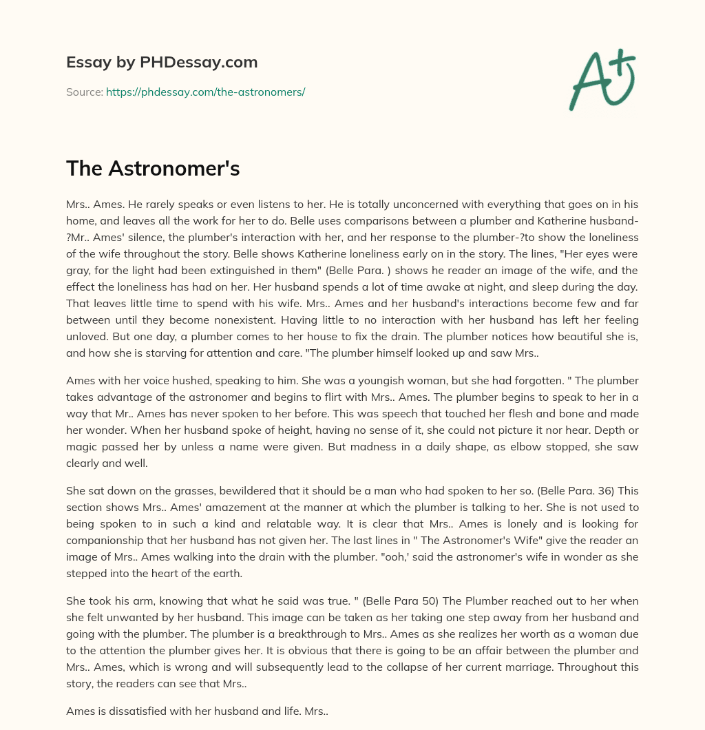 The Astronomer’s essay