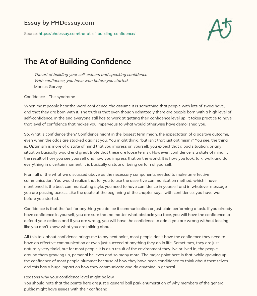 The At of Building Confidence essay