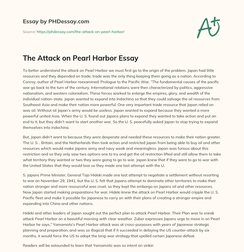 The Attack on Pearl Harbor Essay essay