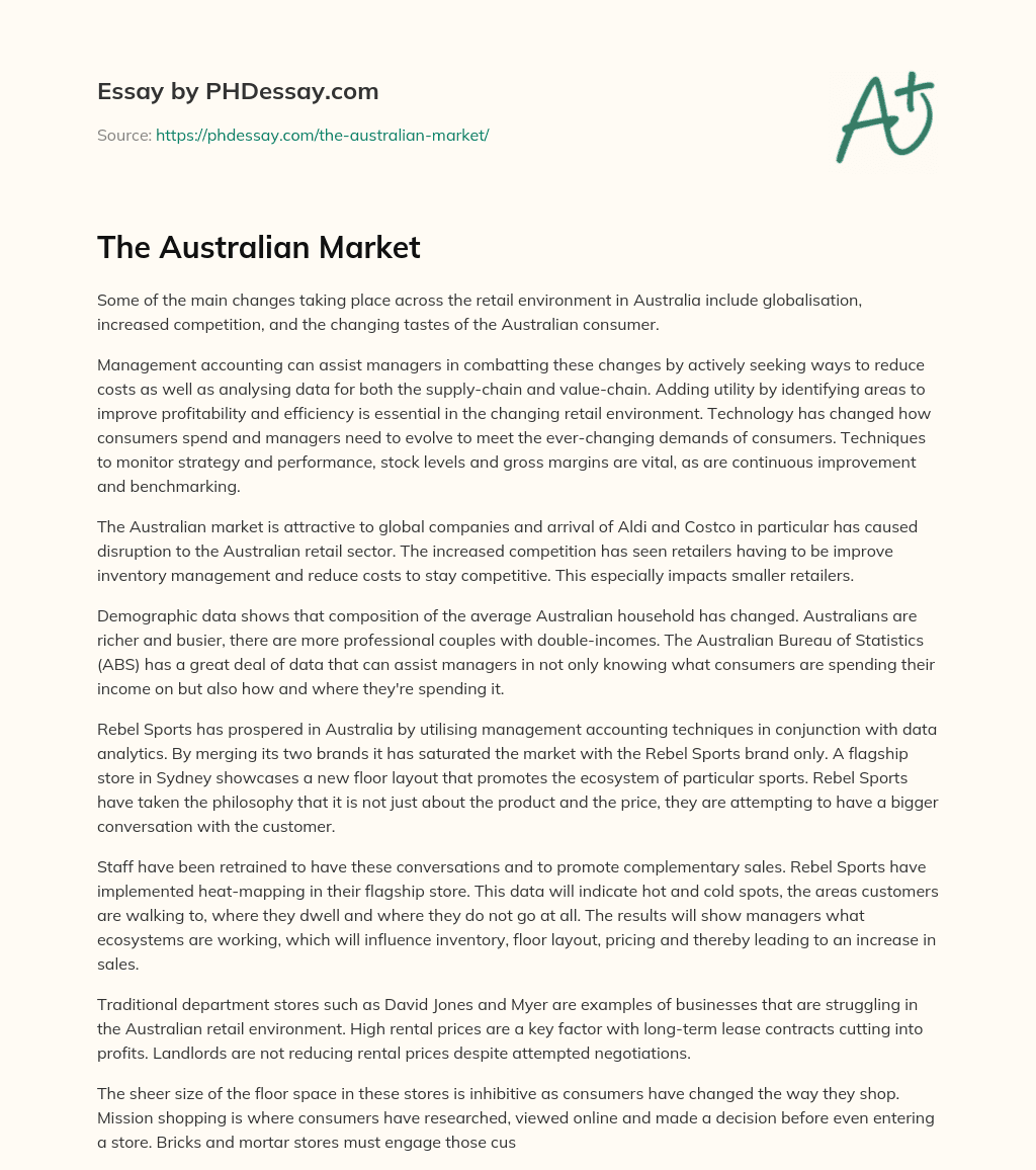 The Australian Market essay