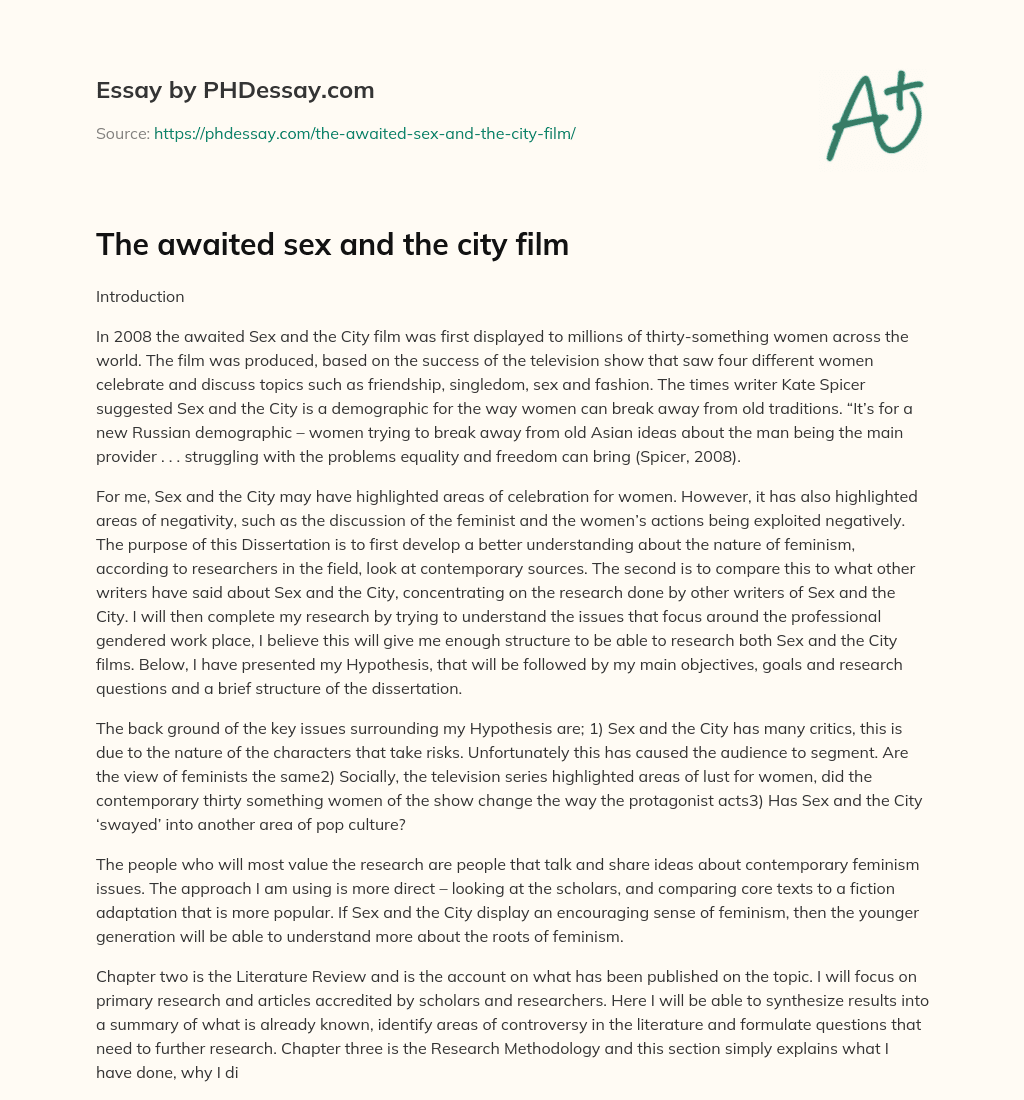 The awaited sex and the city film essay
