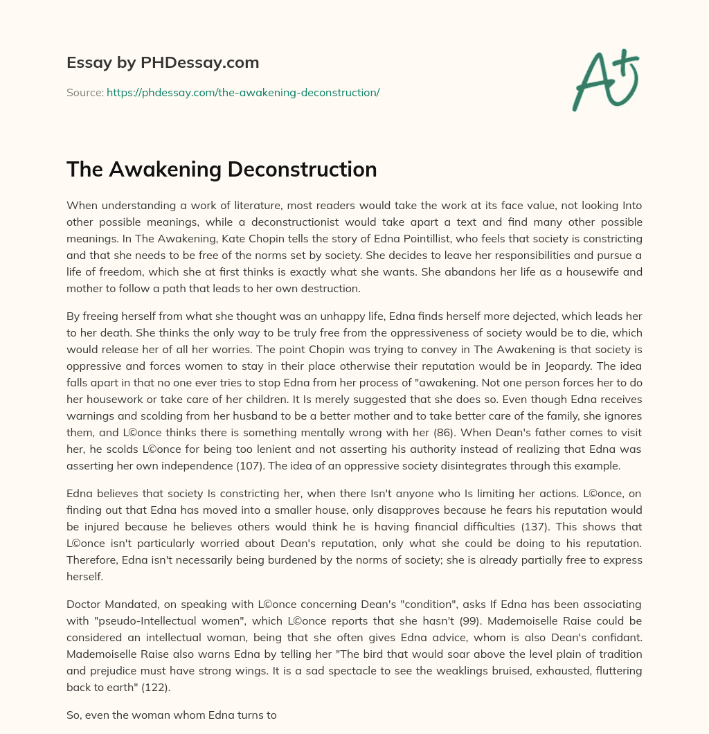 The Awakening Deconstruction essay