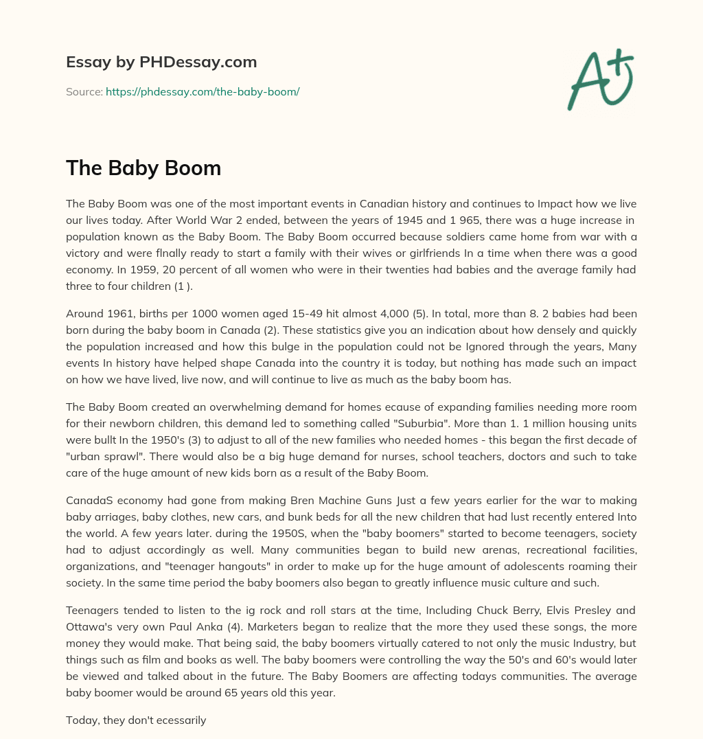 The Baby Boom essay