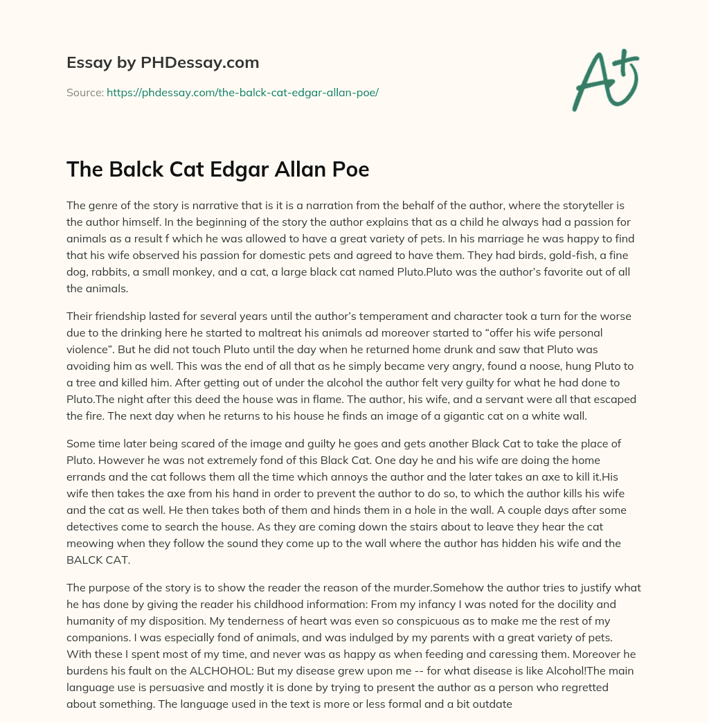The Balck Cat Edgar Allan Poe essay