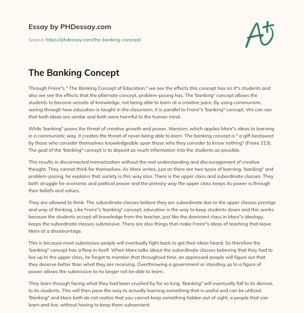 The Banking Concept essay