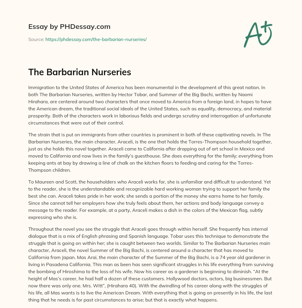 The Barbarian Nurseries essay
