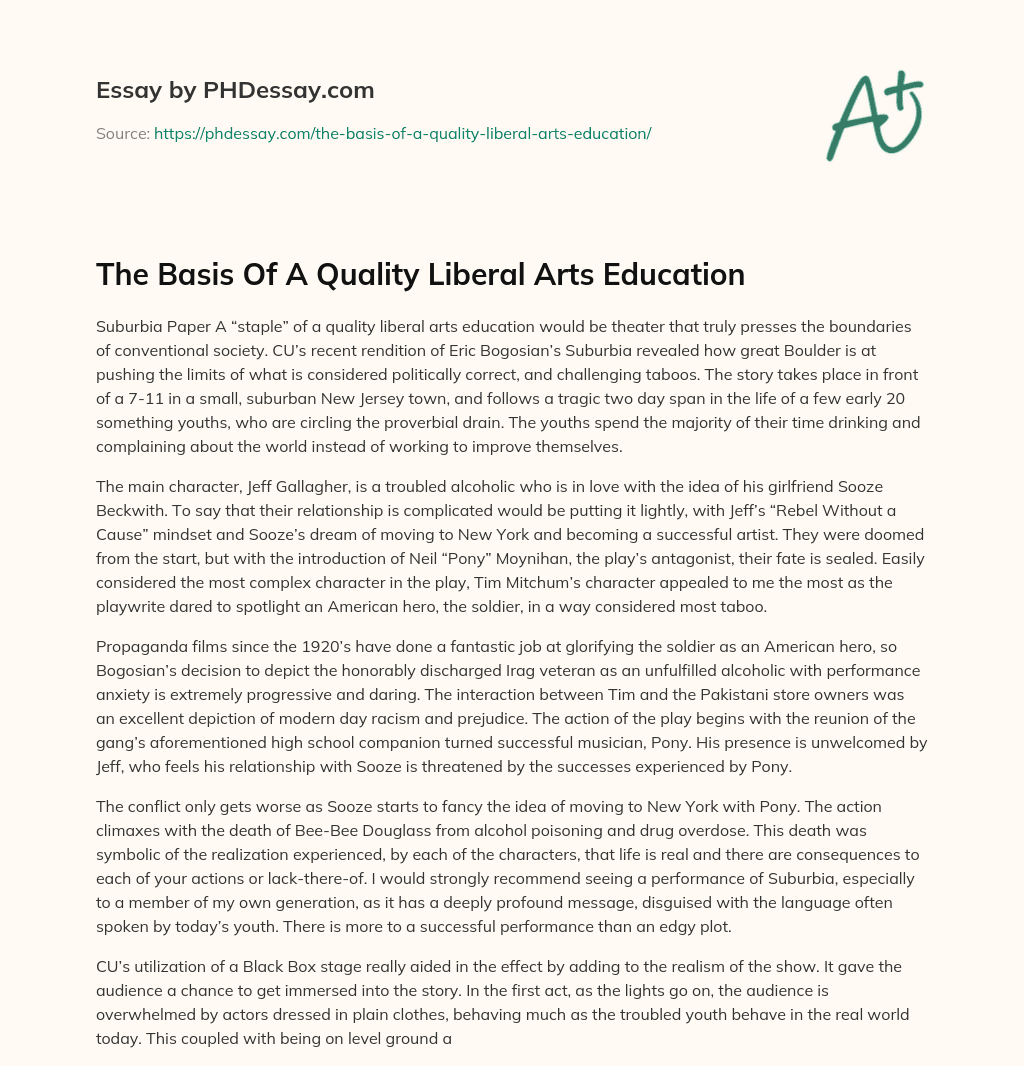The Basis Of A Quality Liberal Arts Education essay