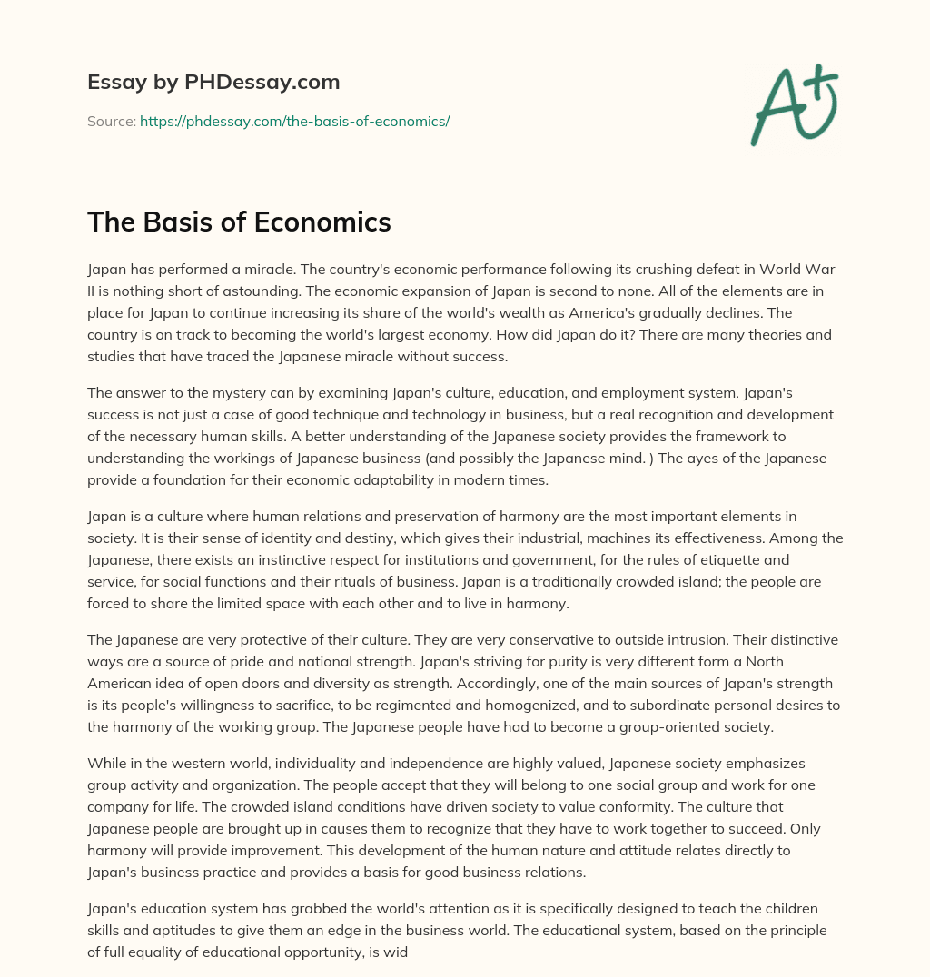 The Basis of Economics essay