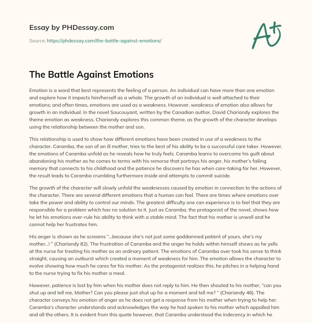 The Battle Against Emotions essay