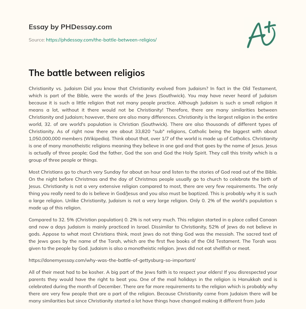 The battle between religios essay