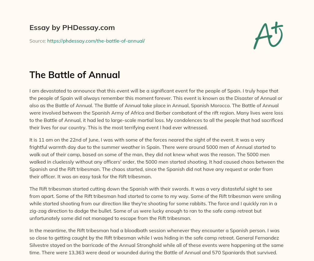 The Battle of Annual essay