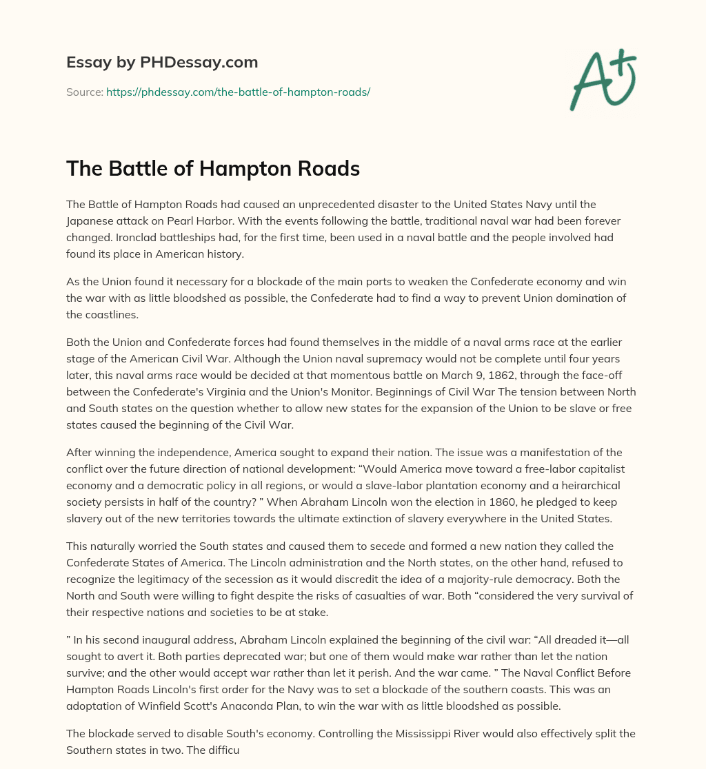 The Battle of Hampton Roads