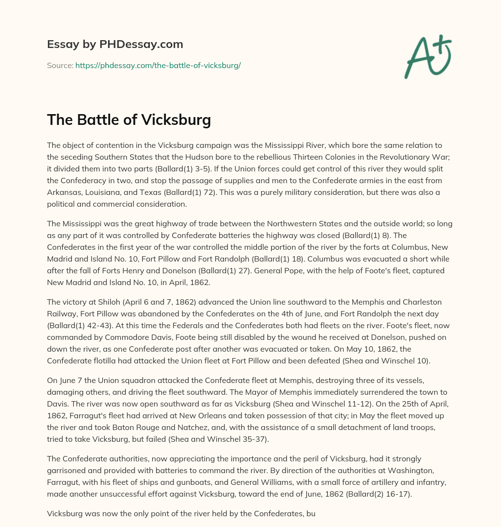 The Battle of Vicksburg essay