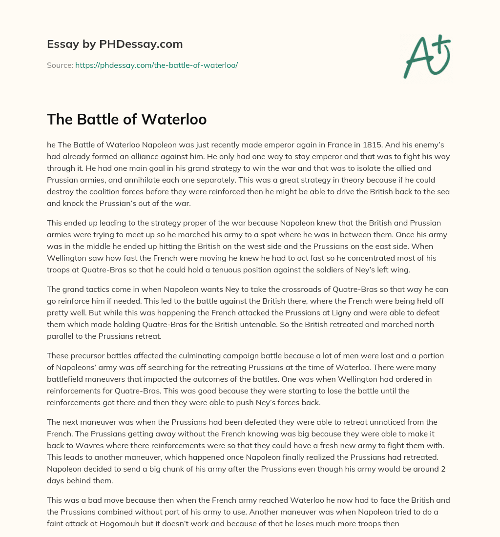 The Battle of Waterloo essay