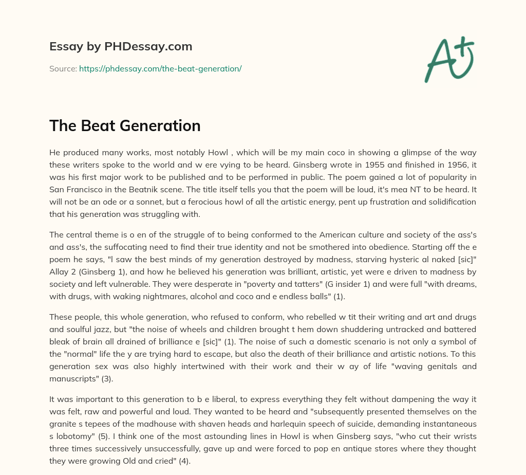 The Beat Generation essay