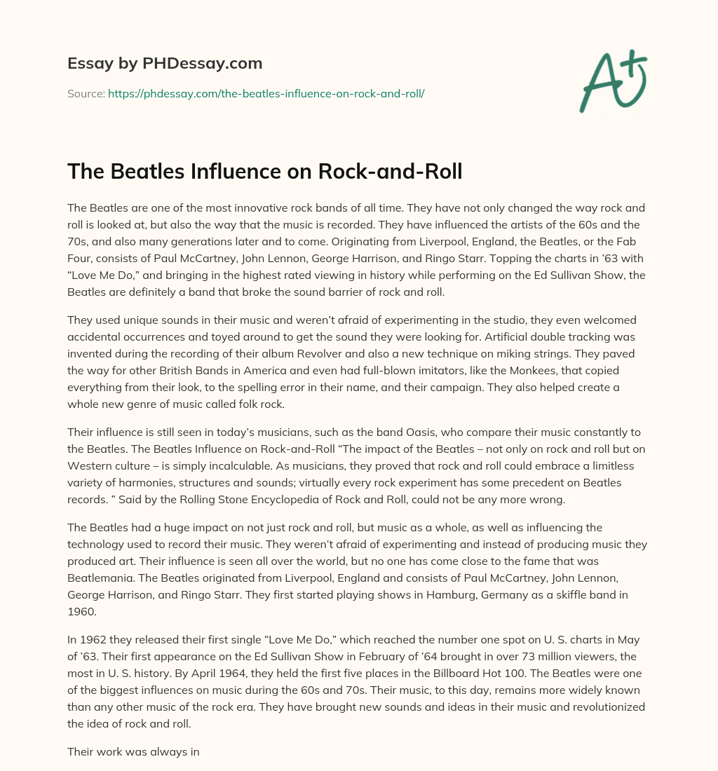 The Beatles Influence on Rock-and-Roll essay