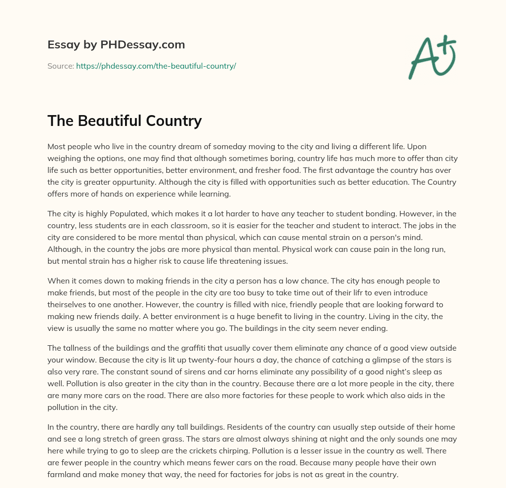 essay my beautiful country