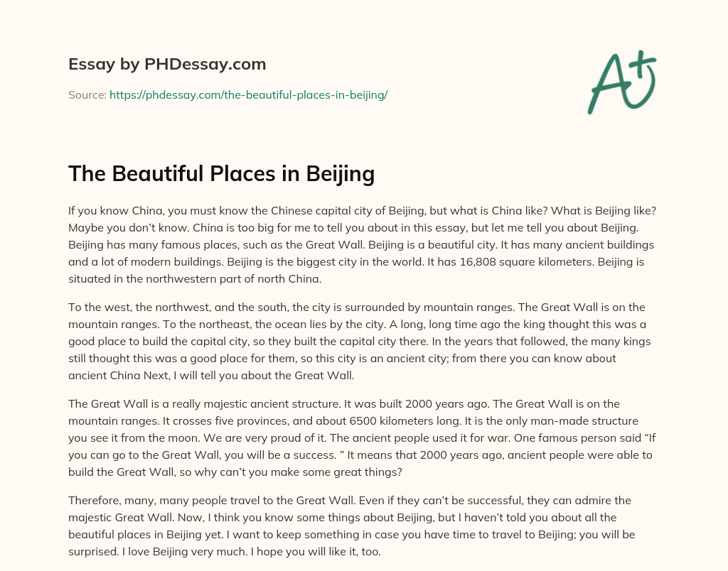 The Beautiful Places in Beijing essay