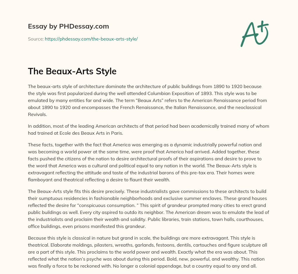 The Beaux-Arts Style essay