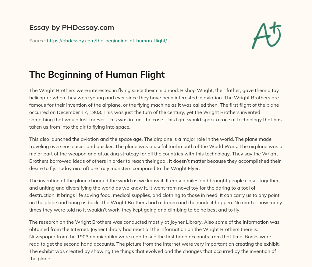 The Beginning of Human Flight essay