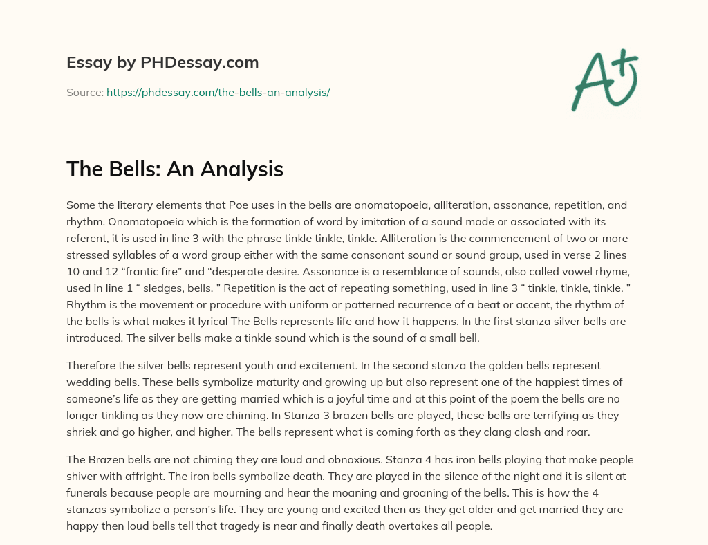 The Bells: An Analysis essay