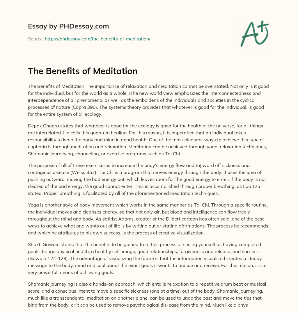 The Benefits of Meditation essay