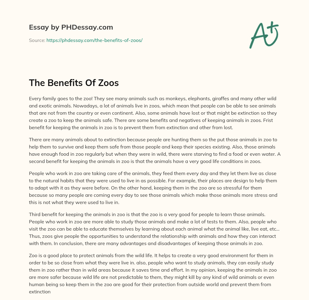 The Benefits Of Zoos essay