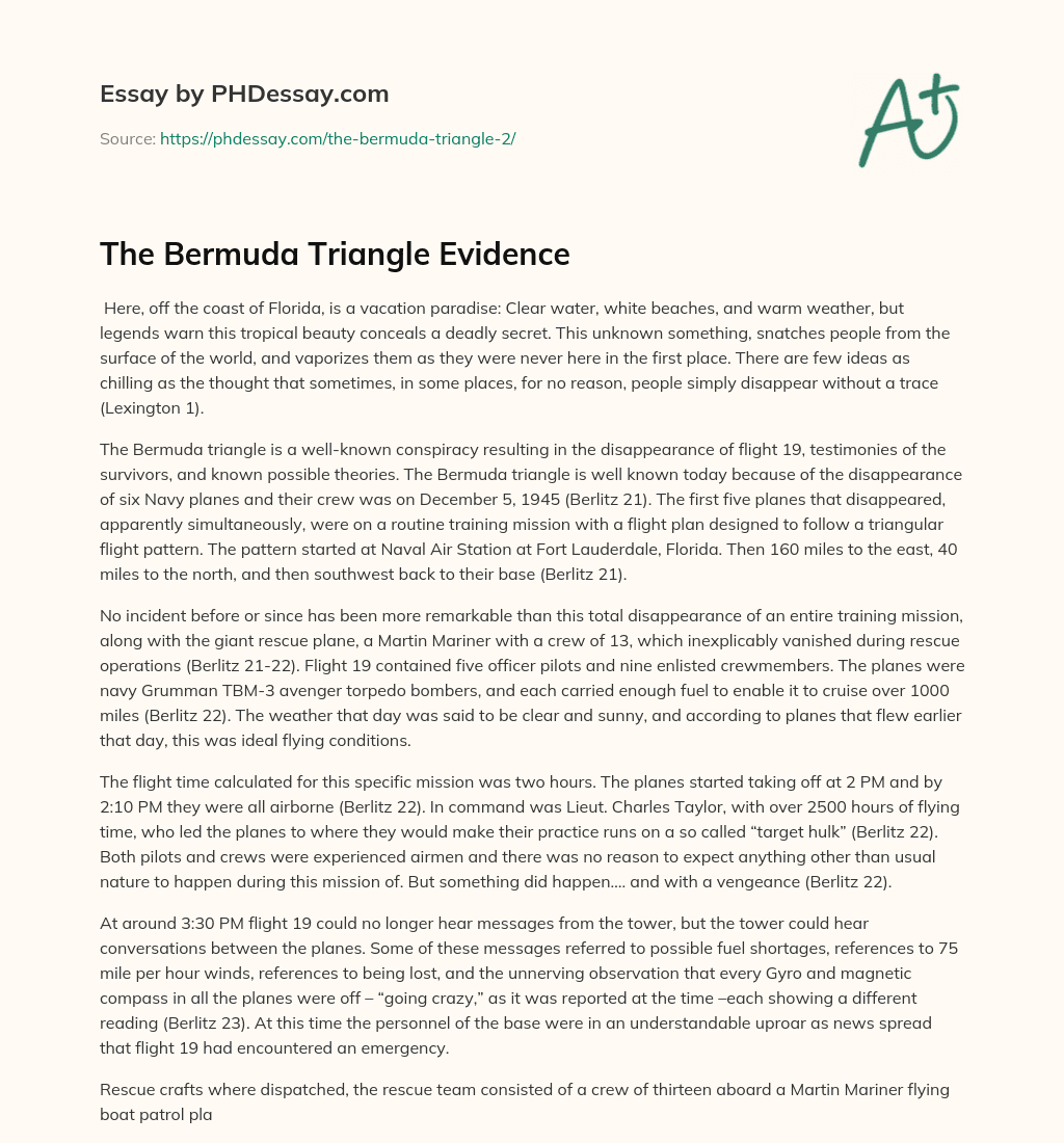 The Bermuda Triangle Evidence essay