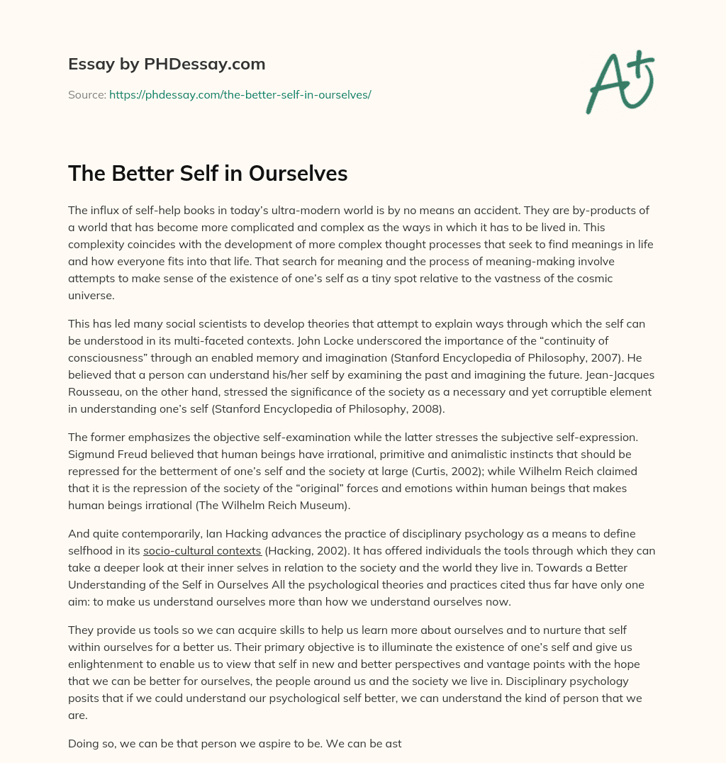 The Better Self in Ourselves essay