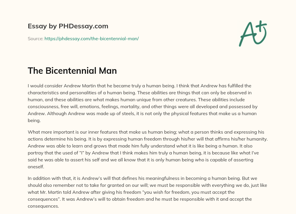 The Bicentennial Man essay