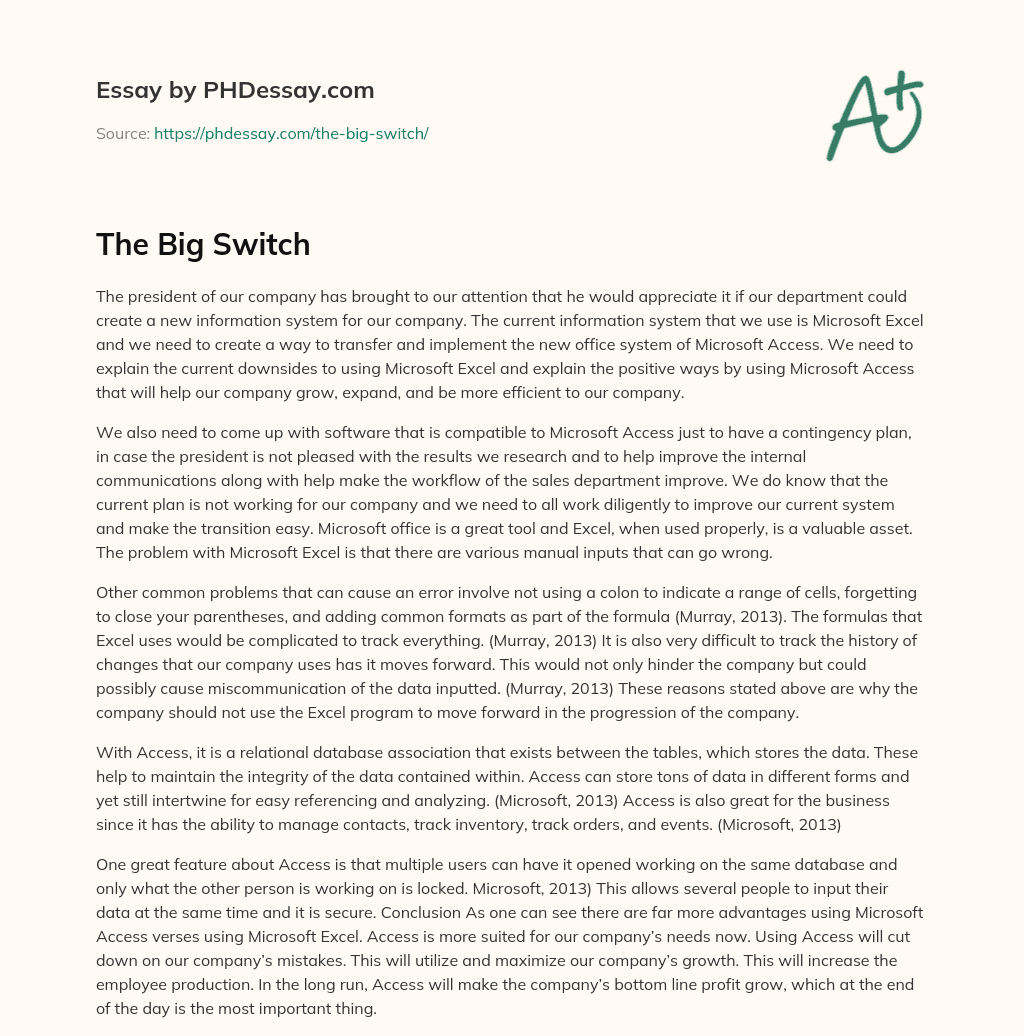 The Big Switch essay