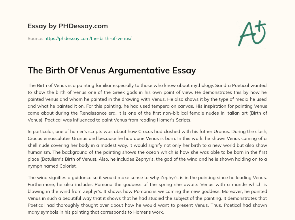 The Birth Of Venus Argumentative Essay essay