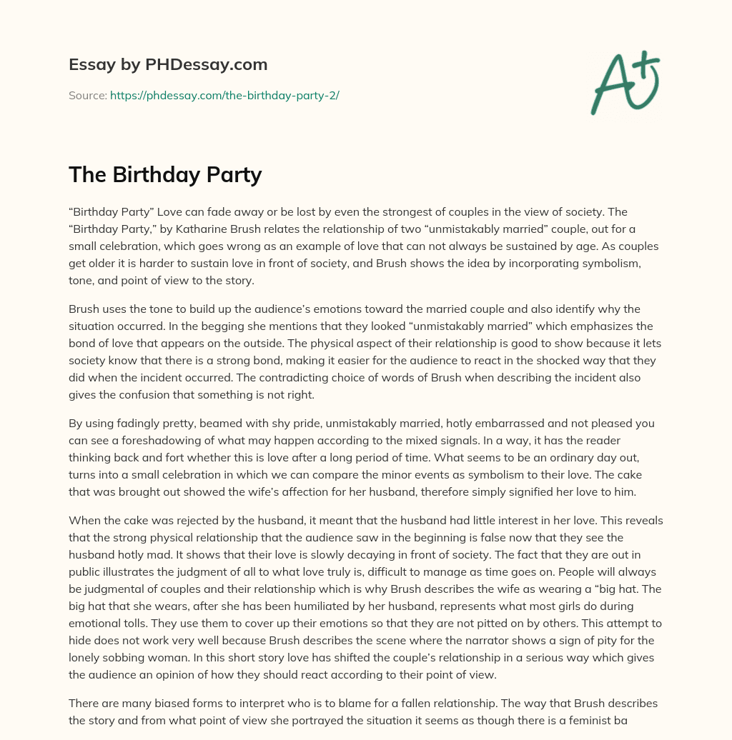 The Birthday Party essay