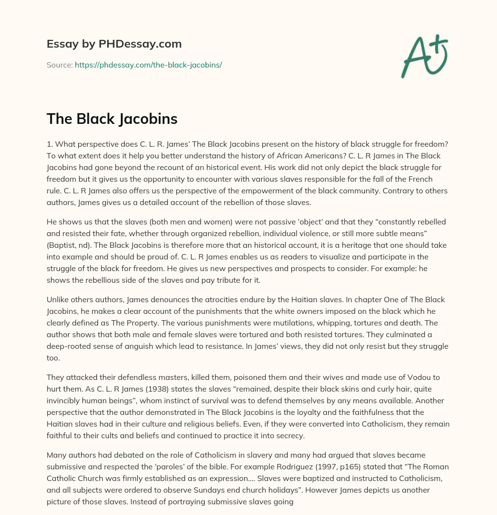 The Black Jacobins essay